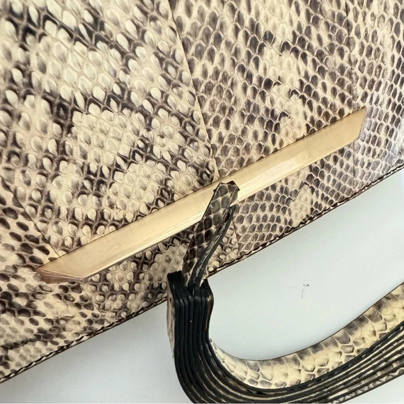 Brian Atwood Cream Snakeskin Leather Crossbody Bag - Picture 6 of 14